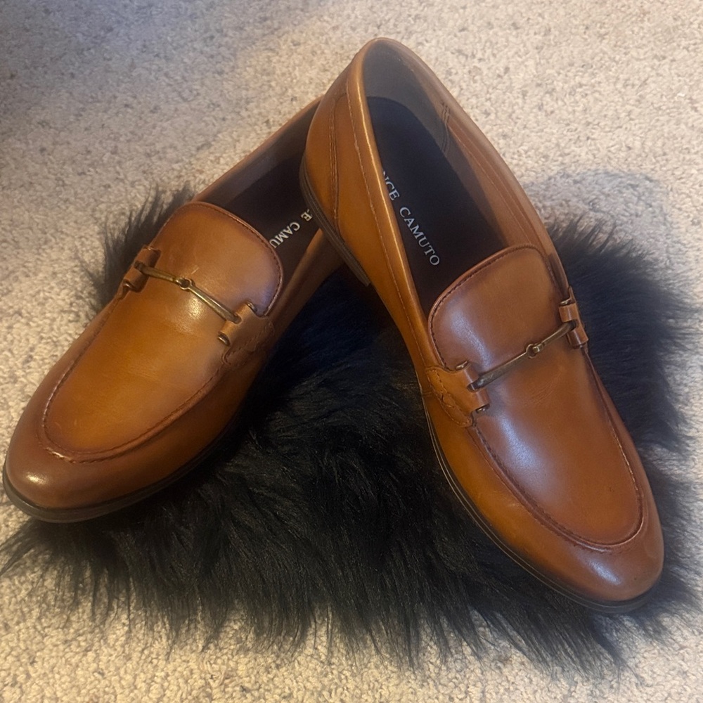 Vince Camuto Men’s “Immon “Cognac Leather Bit Loafers